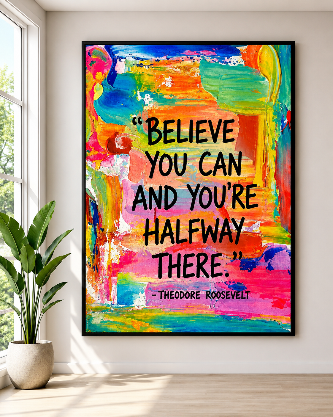 Motivational Quote Wall Art Bundle, Colorful Abstract Prints, Modern Dorm & Office Decor, Inspirational Poster Set