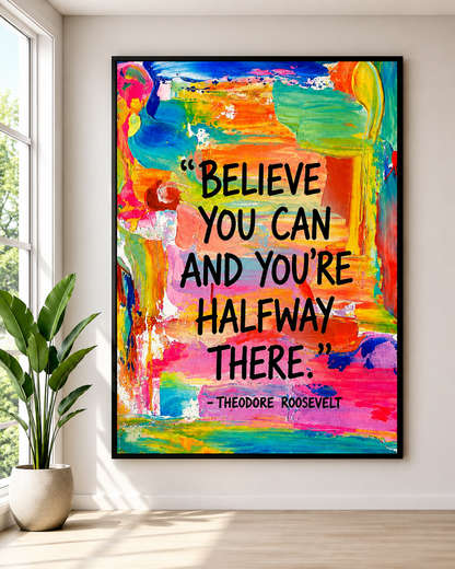 Motivational Quote Wall Art Bundle, Colorful Abstract Prints, Modern Dorm & Office Decor, Inspirational Poster Set