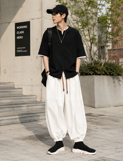 New Men Pants Fashion Korean Style Harem Loose Style Cotton Pants Man Solid Trousers
