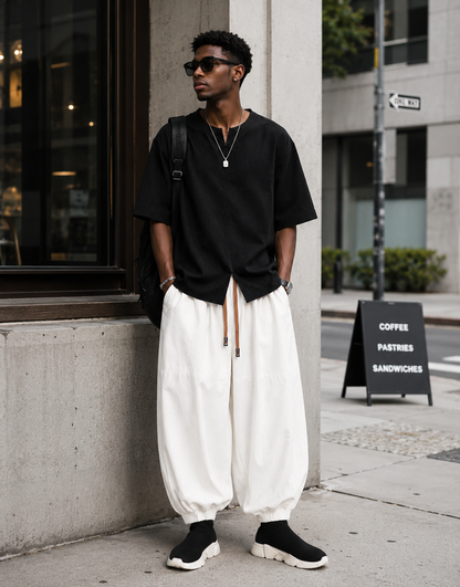 New Men Pants Fashion Korean Style Harem Loose Style Cotton Pants Man Solid Trousers