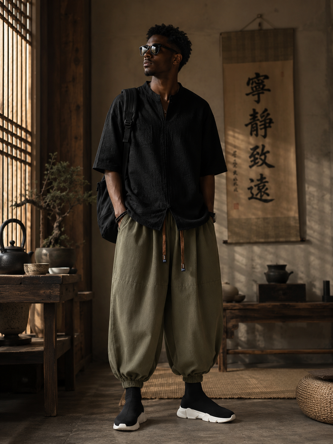 New Men Pants Fashion Korean Style Harem Loose Style Cotton Pants Man Solid Trousers