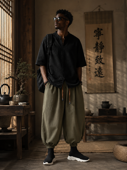 New Men Pants Fashion Korean Style Harem Loose Style Cotton Pants Man Solid Trousers