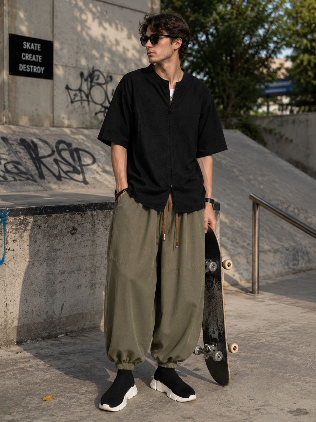 New Men Pants Fashion Korean Style Harem Loose Style Cotton Pants Man Solid Trousers