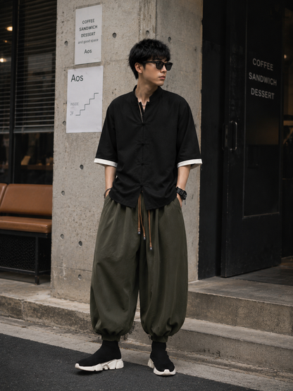 New Men Pants Fashion Korean Style Harem Loose Style Cotton Pants Man Solid Trousers