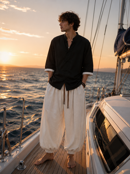 New Men Pants Fashion Korean Style Harem Loose Style Cotton Pants Man Solid Trousers