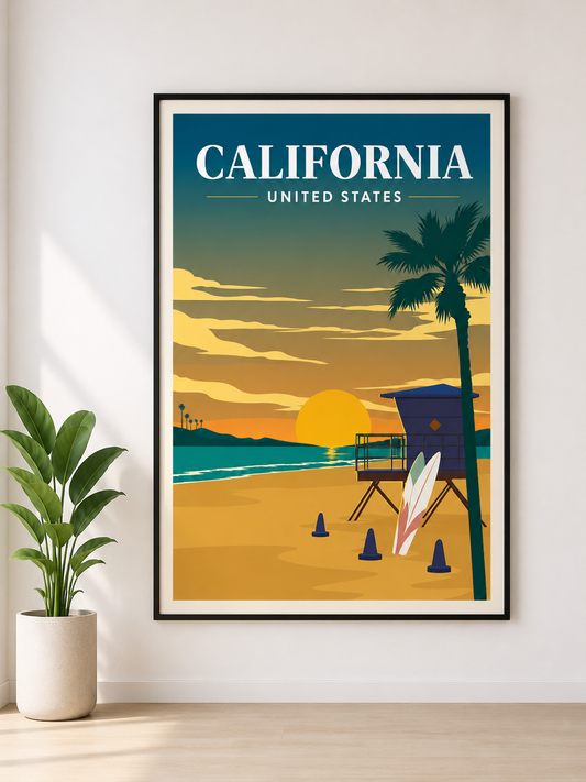 California USA Travel Poster Printable