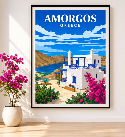 Amorgos Cyclades Greece Travel Poster Printable