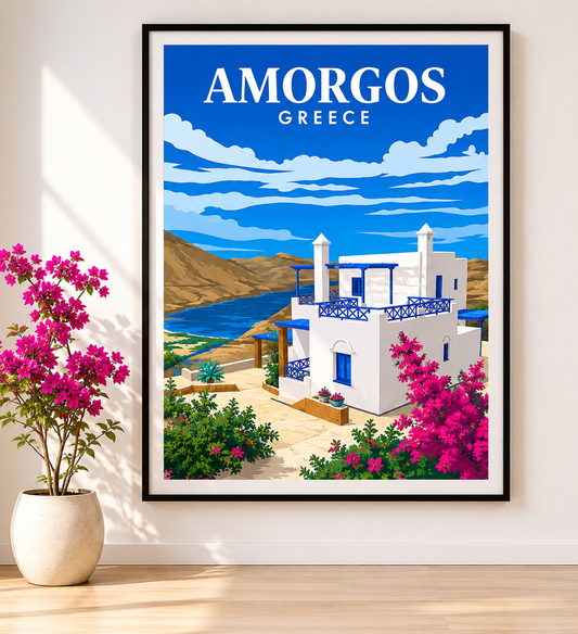 Amorgos Cyclades Greece Travel Poster Printable