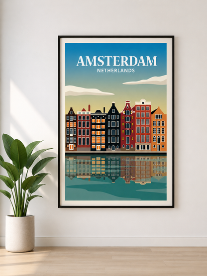 Amsterdam Travel Poster Printable Amsterdam Netherlands Poster