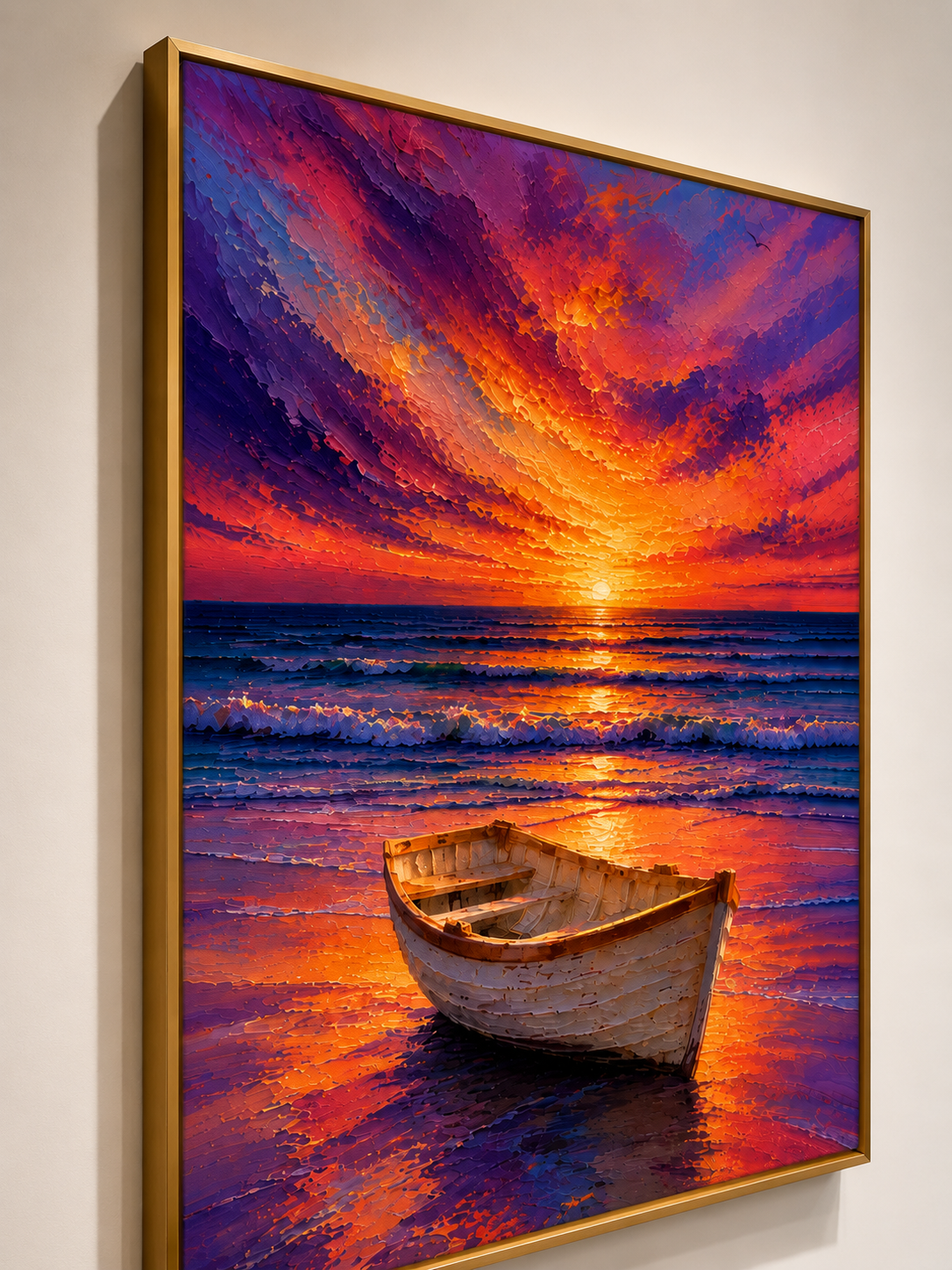 Sunset Boat Wall Art Print | Coastal Ocean Beach Decor | Printable Download
