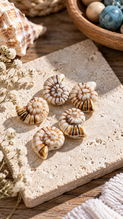 Ceramic Conch Shell Beads 20mm | Multicolor Porcelain Ocean Beads | 5pc Coastal Beads for Bracelet Necklace Jewelry Making