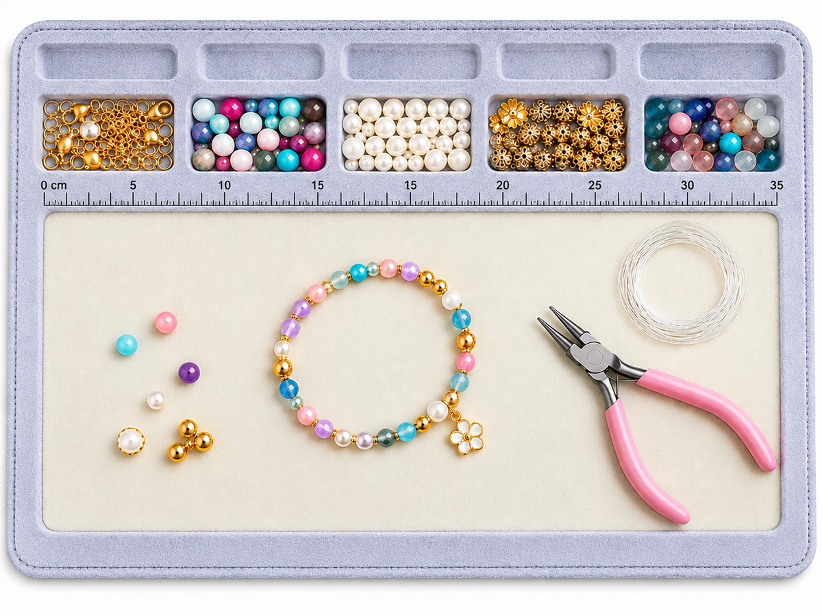 Bead Mat with Centimeter Scale | Soft Non-Slip Beading Surface | Jewelry Making Work Mat | Beading & Craft Supplies