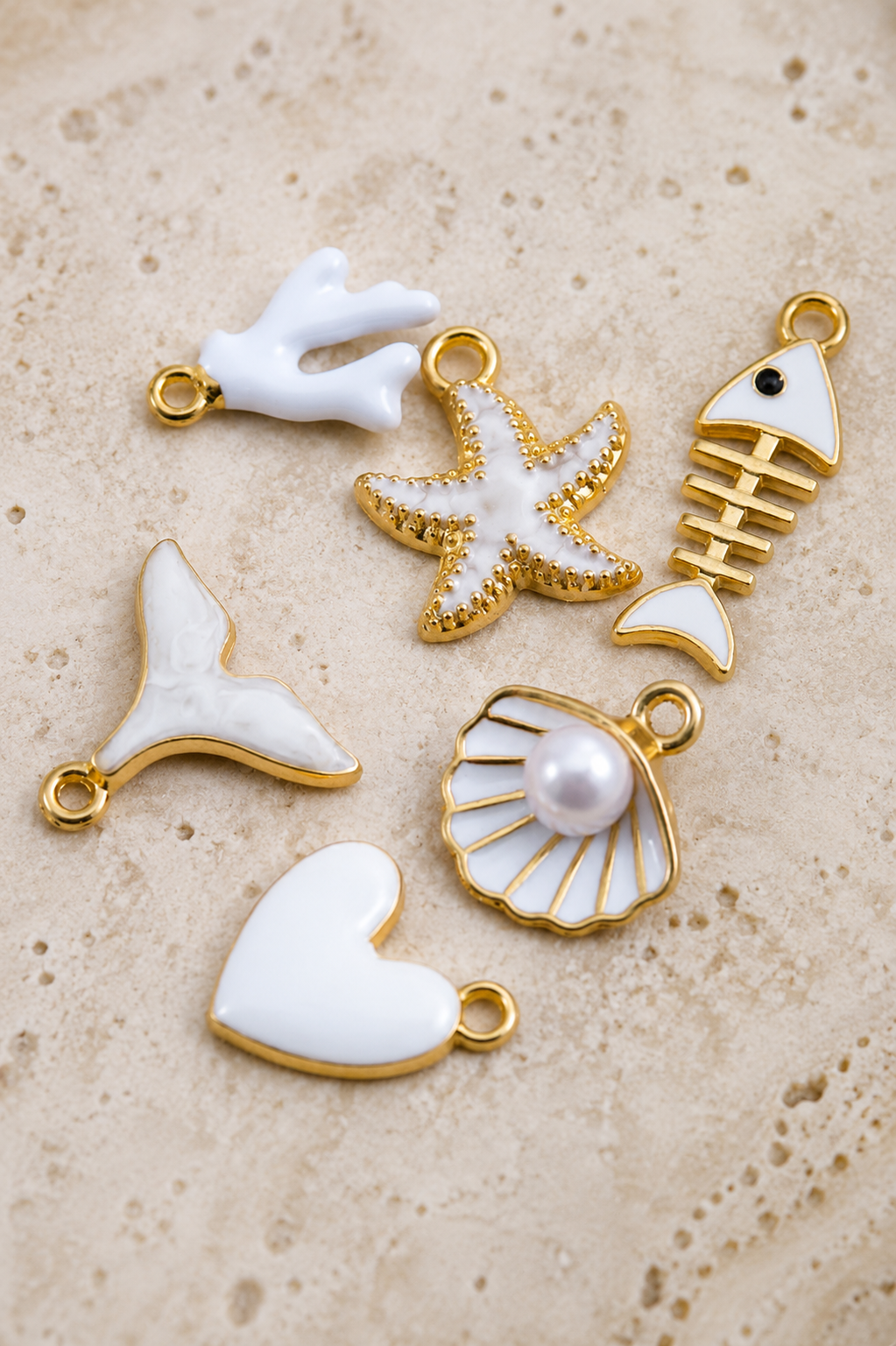 Ocean Charms for Jewelry Making | Black White Turquise & Gold Sea Life Charms | Turtle, Starfish, Shell & Fish Pendants for DIY Jewelry