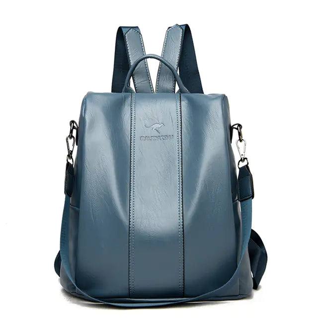 Vintage Anti-Theft Leather Backpack for Women