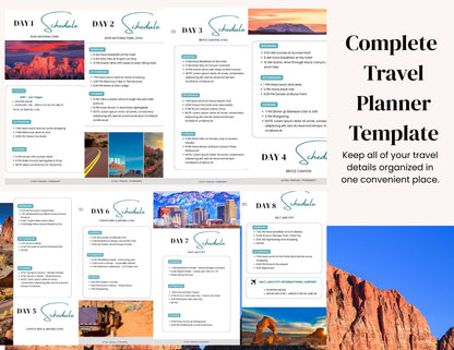 Utah National Parks Itinerary Template | Editable Road Trip Planner | BONUS Hidden Utah Guide | Zion Bryce Arches