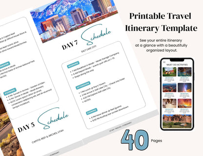Utah National Parks Itinerary Template | Editable Road Trip Planner | BONUS Hidden Utah Guide | Zion Bryce Arches