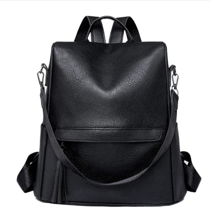 Women's Soft Leather Large Anti-theft Backpack