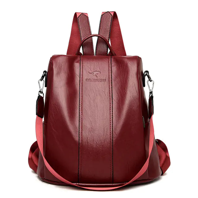 Vintage Anti-Theft Leather Backpack for Women