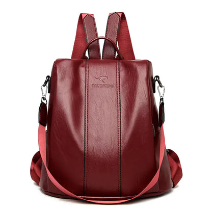 Vintage Anti-Theft Leather Backpack for Women