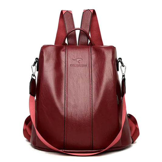 Vintage Anti-Theft Leather Backpack for Women