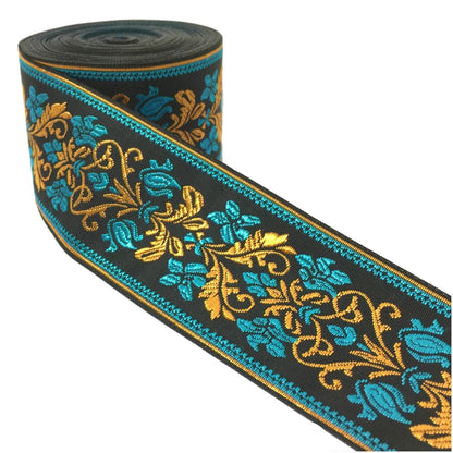 5cm Embroidered Lace Trim | 3 Yard Vintage Ethnic Boho Ribbon | Decorative Fabric Trim for Bags, Clothing, Jewelry & DIY Crafts