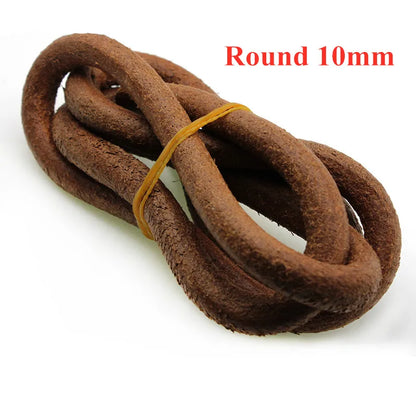 Genuine Cow Leather Cord | 2 Meter Round Flat Leather Strap | 1mm to 8mm Cord for Bracelets, Necklaces &amp; DIY Jewelry Making