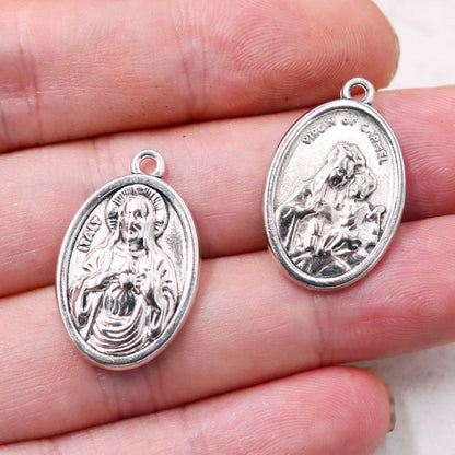 Vintage Christian Charms Set | St. Michael, St. Francis, Our Lady of Fatima & Lourdes Pendants | Religious Jewelry Making Supplies