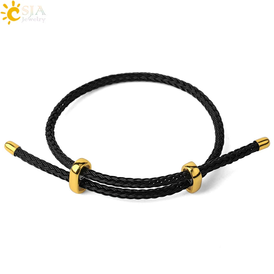 Adjustable Steel Wire Bracelet | Braided Rope Expandable Bracelet with Gold Color Clasp | DIY Charm Bracelet Base