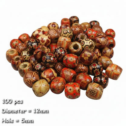 Big Hole Wooden Beads for Jewelry Making | Natural Vintage Wood Beads for Bracelets & Necklaces