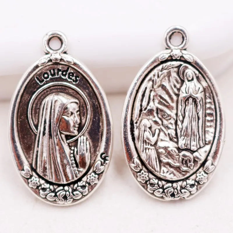 Vintage Christian Charms Set | St. Michael, St. Francis, Our Lady of Fatima & Lourdes Pendants | Religious Jewelry Making Supplies
