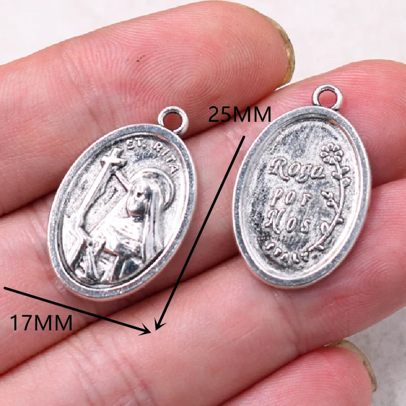 Vintage Christian Charms Set | St. Michael, St. Francis, Our Lady of Fatima & Lourdes Pendants | Religious Jewelry Making Supplies
