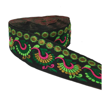 5cm Embroidered Lace Trim | 3 Yard Vintage Ethnic Boho Ribbon | Decorative Fabric Trim for Bags, Clothing, Jewelry & DIY Crafts