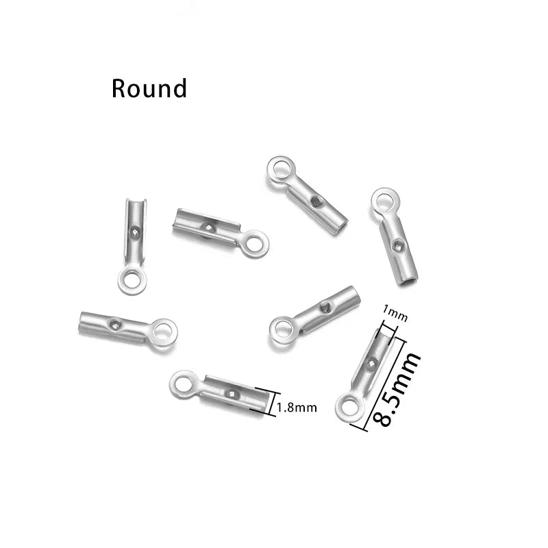 Stainless Steel Cord End Caps for Jewelry Making | Fold-Over Crimp Connectors for Leather Cord & Bracelets | Bead Caps for Jewelry
