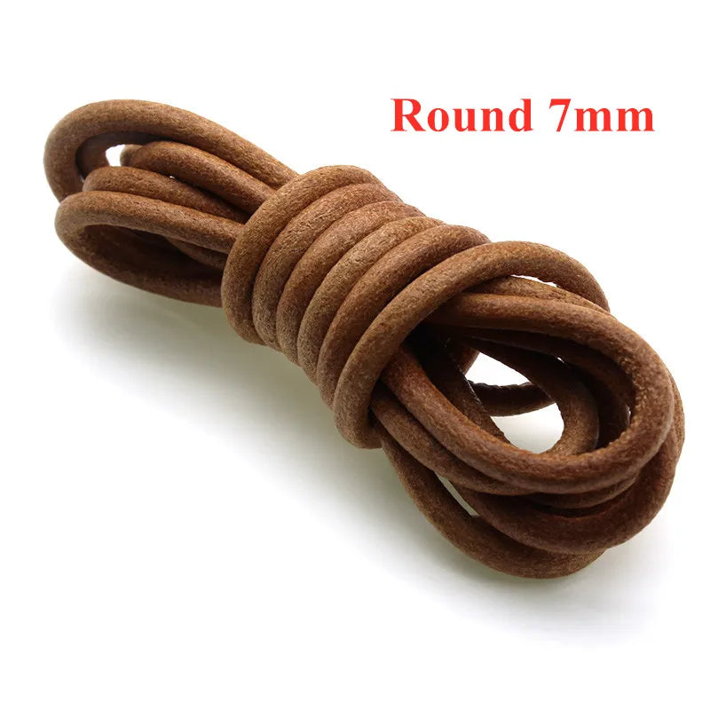 Genuine Cow Leather Cord | 2 Meter Round Flat Leather Strap | 1mm to 8mm Cord for Bracelets, Necklaces &amp; DIY Jewelry Making
