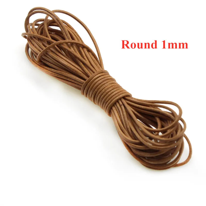 Genuine Cow Leather Cord | 2 Meter Round Flat Leather Strap | 1mm to 8mm Cord for Bracelets, Necklaces &amp; DIY Jewelry Making