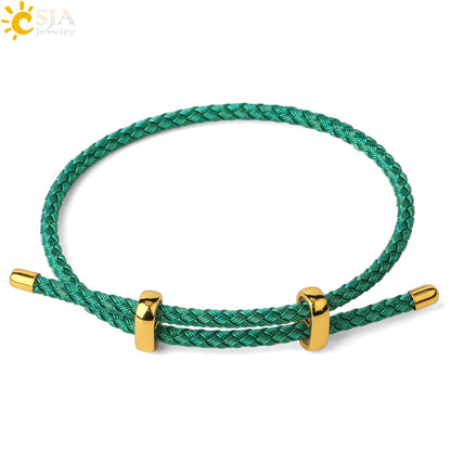 Adjustable Steel Wire Bracelet | Braided Rope Expandable Bracelet with Gold Color Clasp | DIY Charm Bracelet Base
