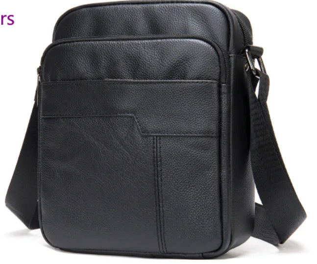 Men's Leather Crossbody Bag - Large Capacity