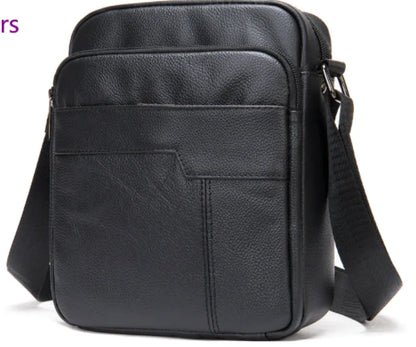 Men's Leather Crossbody Bag - Large Capacity