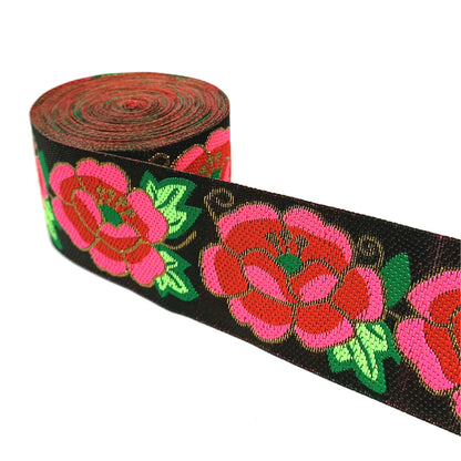 5cm Embroidered Lace Trim | 3 Yard Vintage Ethnic Boho Ribbon | Decorative Fabric Trim for Bags, Clothing, Jewelry & DIY Crafts