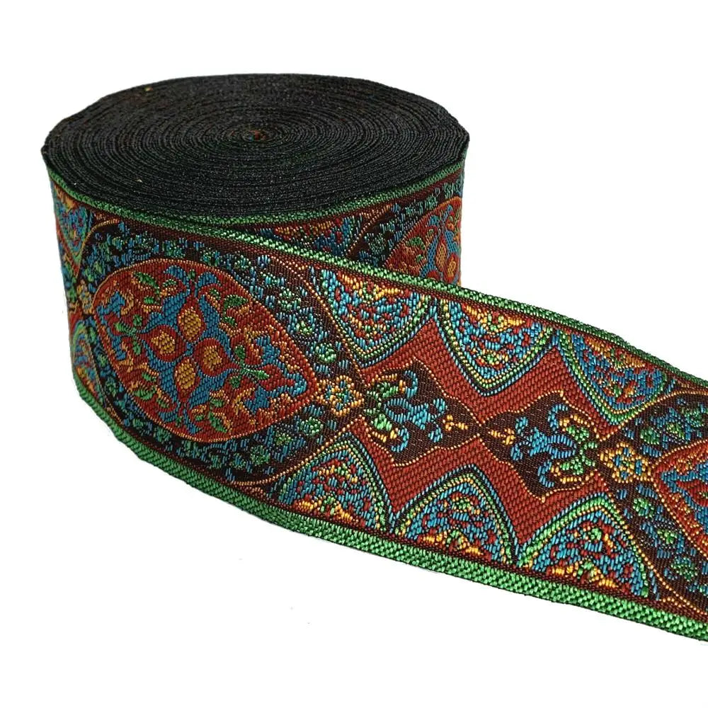 5cm Embroidered Lace Trim | 3 Yard Vintage Ethnic Boho Ribbon | Decorative Fabric Trim for Bags, Clothing, Jewelry & DIY Crafts
