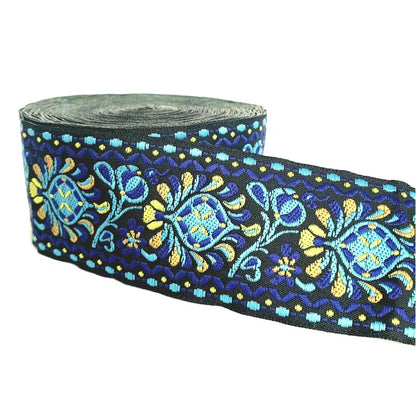 5cm Embroidered Lace Trim | 3 Yard Vintage Ethnic Boho Ribbon | Decorative Fabric Trim for Bags, Clothing, Jewelry & DIY Crafts