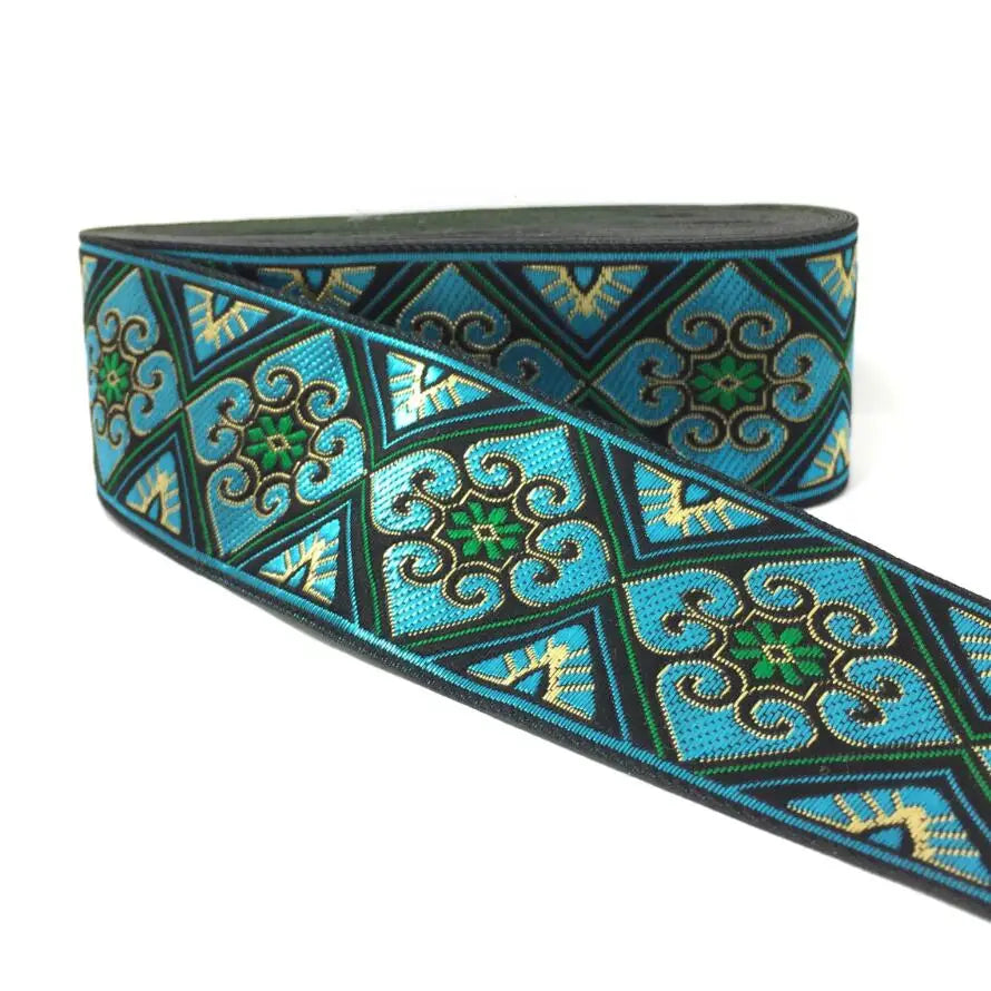 5cm Embroidered Lace Trim | 3 Yard Vintage Ethnic Boho Ribbon | Decorative Fabric Trim for Bags, Clothing, Jewelry & DIY Crafts
