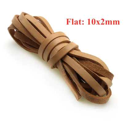 Genuine Cow Leather Cord | 2 Meter Round Flat Leather Strap | 1mm to 8mm Cord for Bracelets, Necklaces &amp; DIY Jewelry Making
