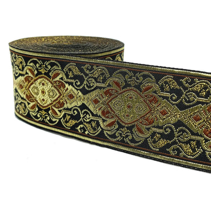5cm Embroidered Lace Trim | 3 Yard Vintage Ethnic Boho Ribbon | Decorative Fabric Trim for Bags, Clothing, Jewelry & DIY Crafts