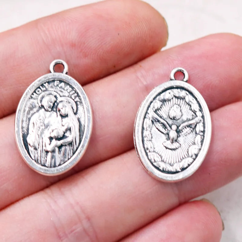 Vintage Christian Charms Set | St. Michael, St. Francis, Our Lady of Fatima & Lourdes Pendants | Religious Jewelry Making Supplies