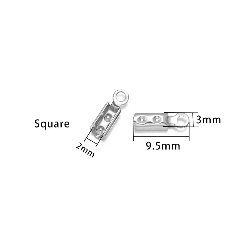 Stainless Steel Cord End Caps for Jewelry Making | Fold-Over Crimp Connectors for Leather Cord & Bracelets | Bead Caps for Jewelry