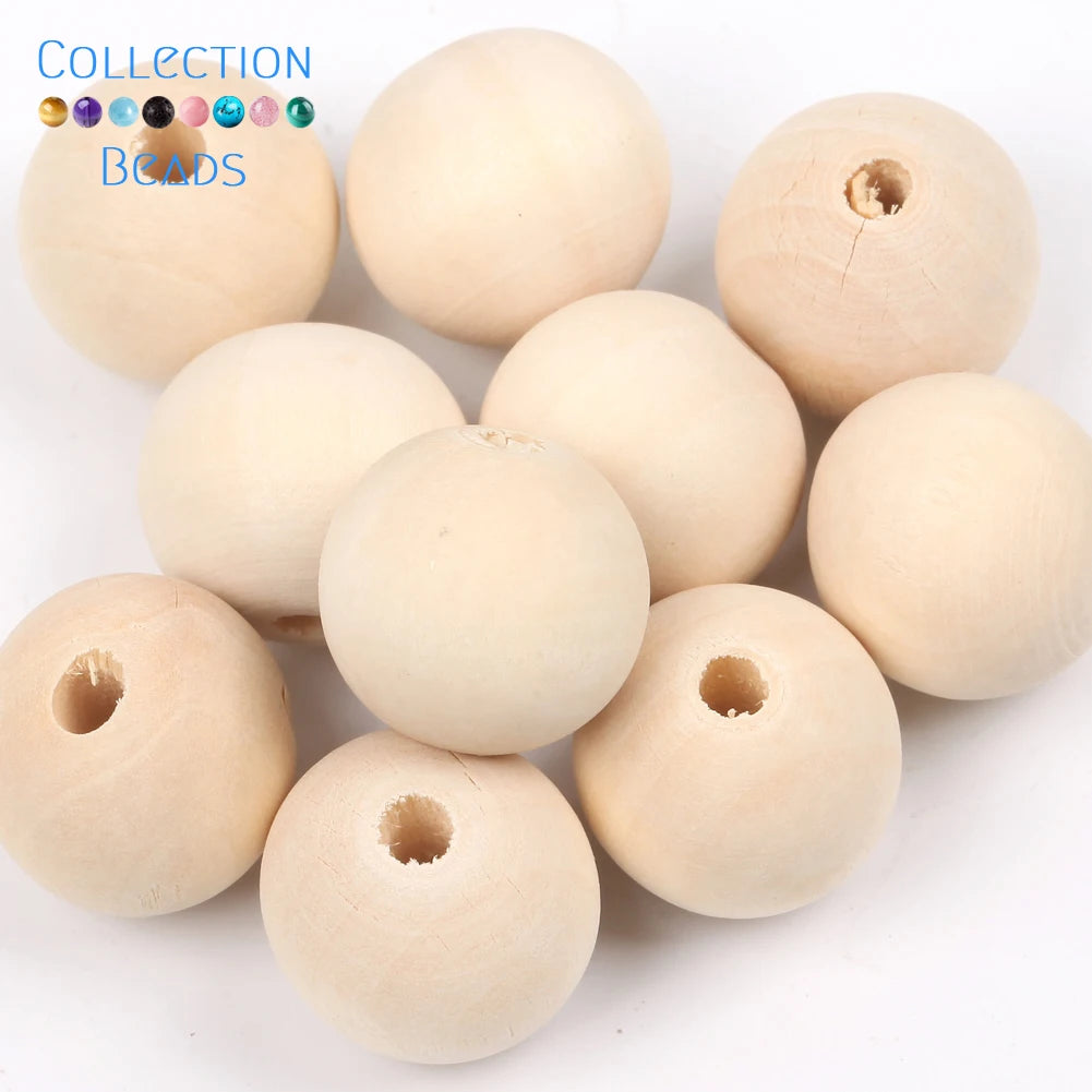 Natural Wood Beads | Round Wooden Spacer Beads 4–50mm | DIY Jewelry Making, Crafts & Handmade Accessories