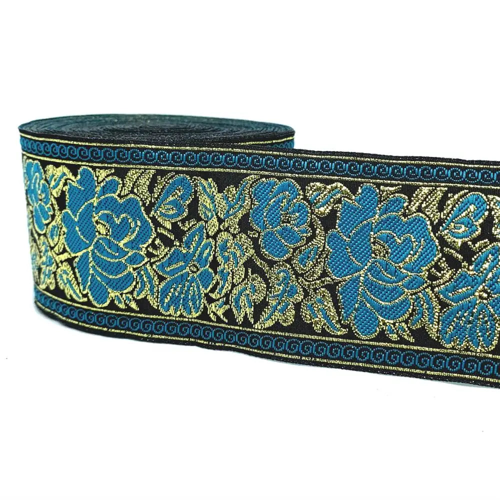 5cm Embroidered Lace Trim | 3 Yard Vintage Ethnic Boho Ribbon | Decorative Fabric Trim for Bags, Clothing, Jewelry & DIY Crafts