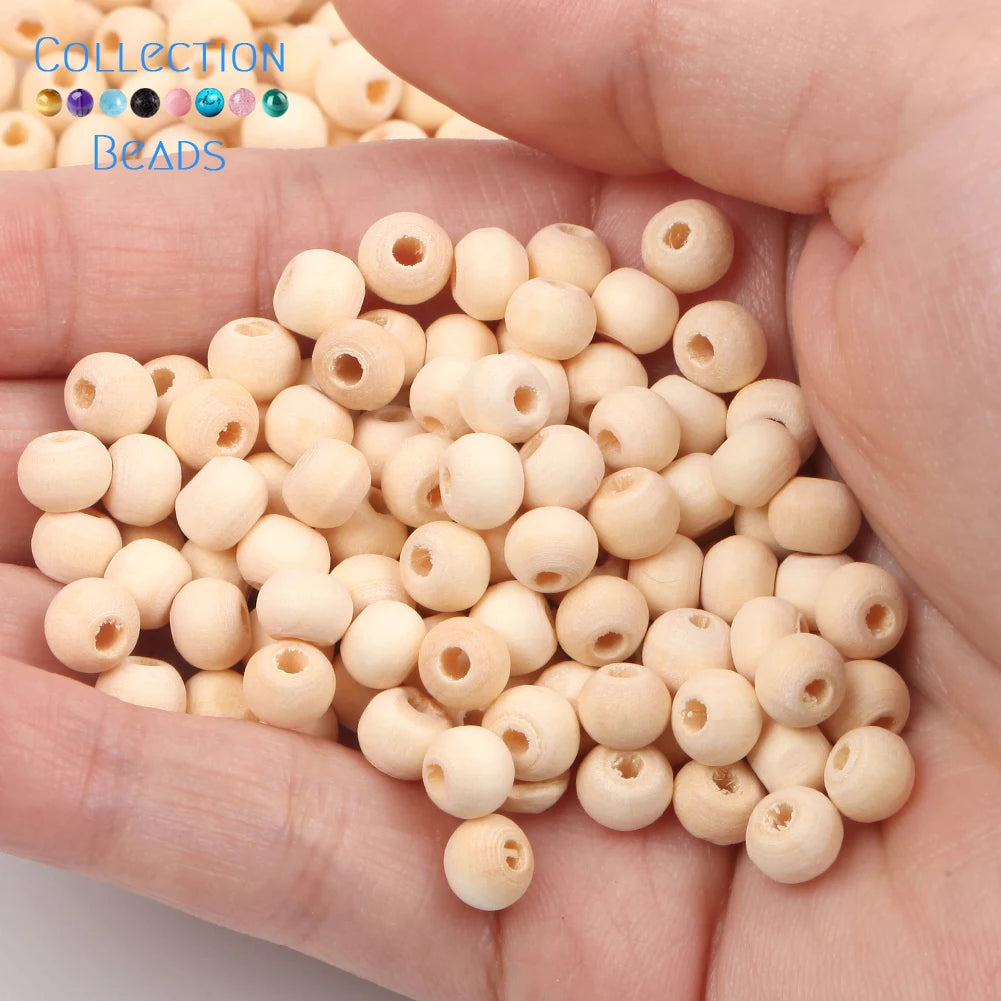 Natural Wood Beads | Round Wooden Spacer Beads 4–50mm | DIY Jewelry Making, Crafts & Handmade Accessories