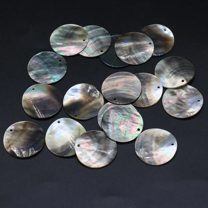 Black Mother of Pearl Charms | Natural Shell Coin Disc Pendants | 10pcs MOP Charms for DIY Earrings, Necklaces & Jewelry Making